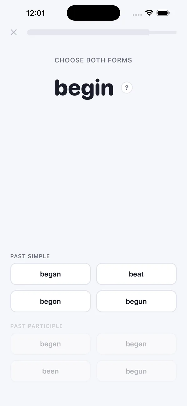 Answering a verb in the app